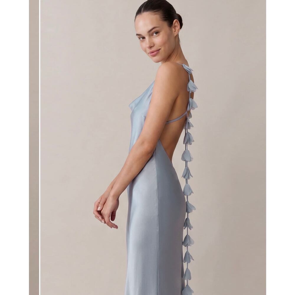 New few moda O.P.T Ingrid light blue silk blend dress $347 sz S - Picture 3 of 7